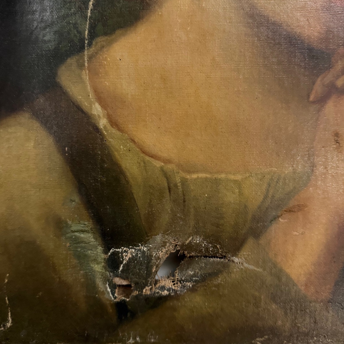 Huile sur toile portrait milieu du XIXe jeune fille en prière -photo-4