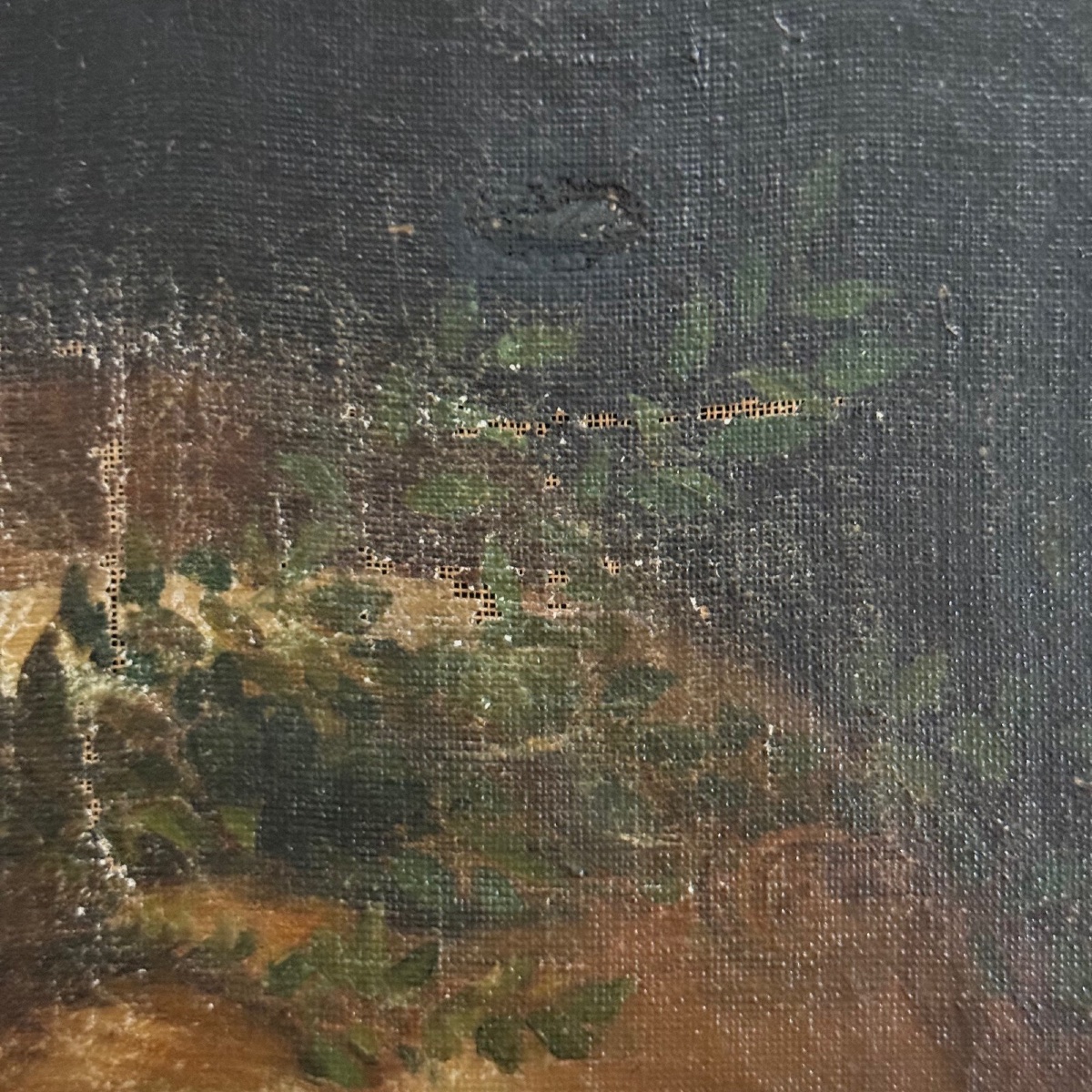 Huile sur toile portrait milieu du XIXe jeune fille en prière -photo-5