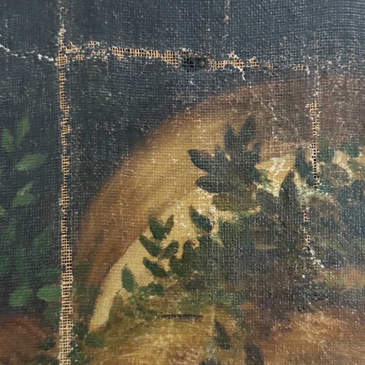 Huile sur toile portrait milieu du XIXe jeune fille en prière -photo-7