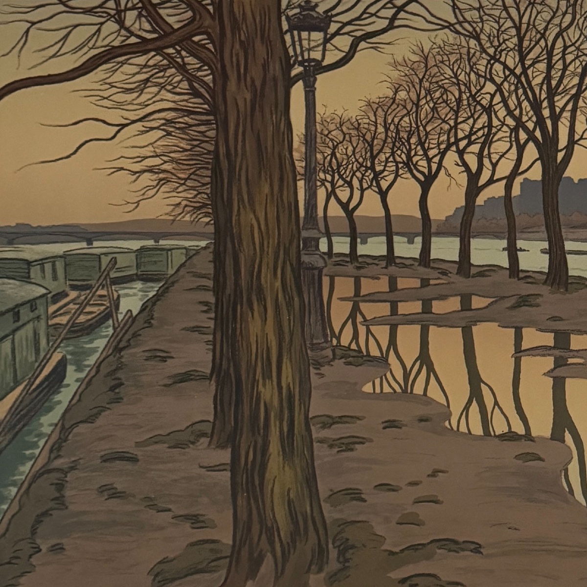 Lithograph By Henri Rivière: Parisian Landscapes - Swan Island -photo-4