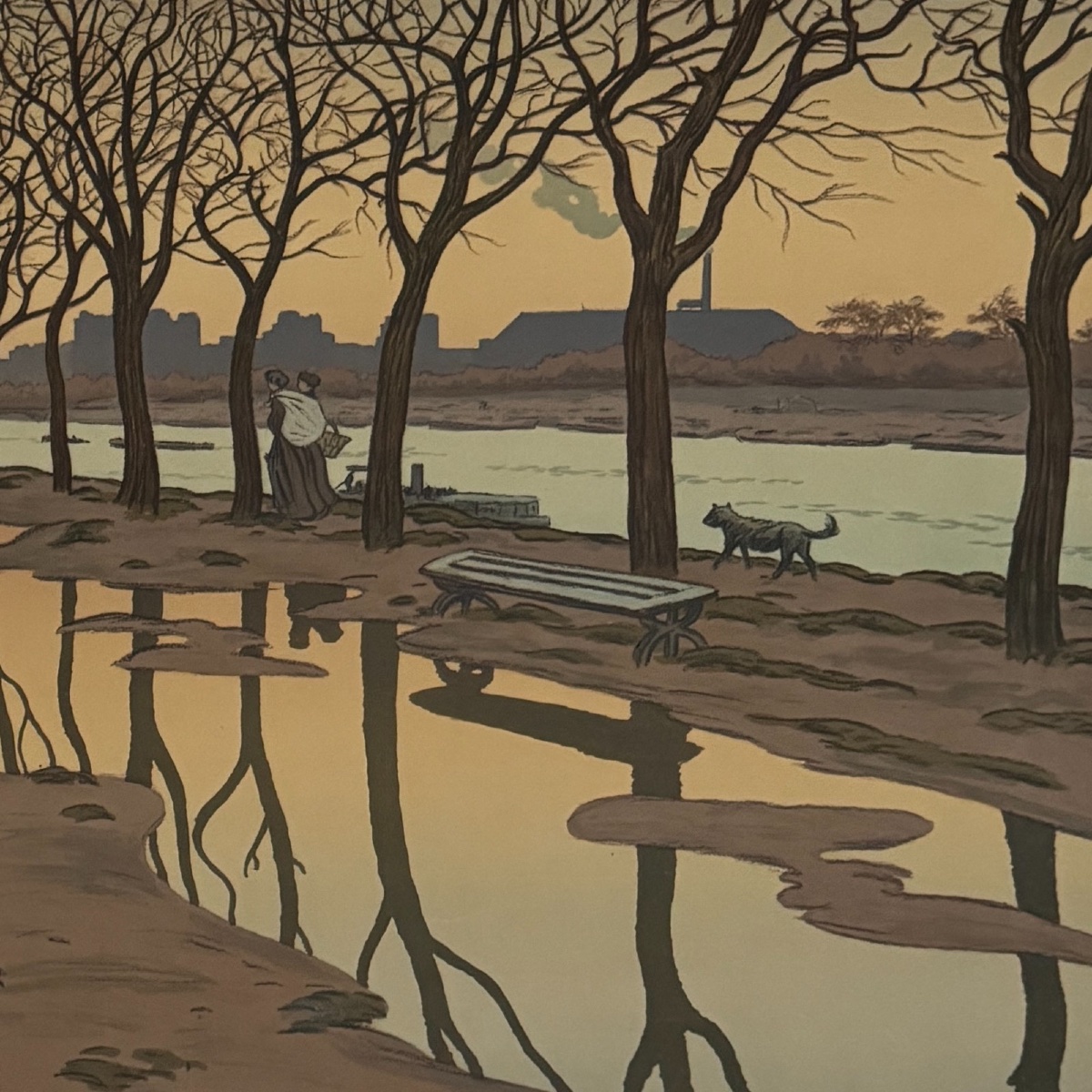 Lithograph By Henri Rivière: Parisian Landscapes - Swan Island -photo-1