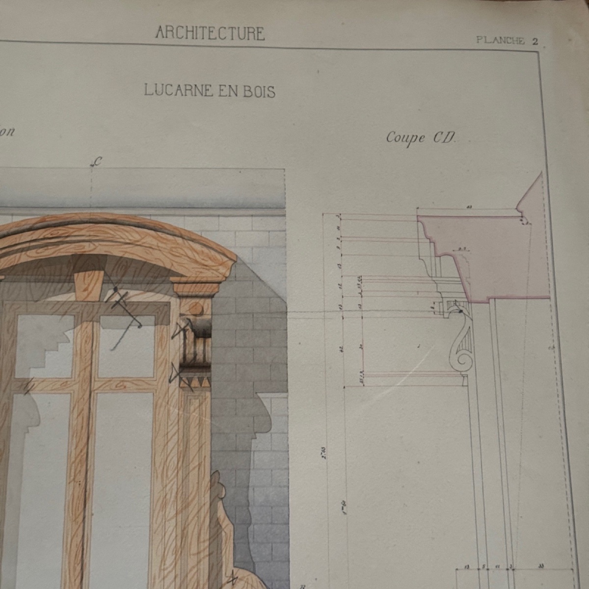 Dessin École Centrale des Arts et Manufactures Lucarne en bois J. Roche -photo-3