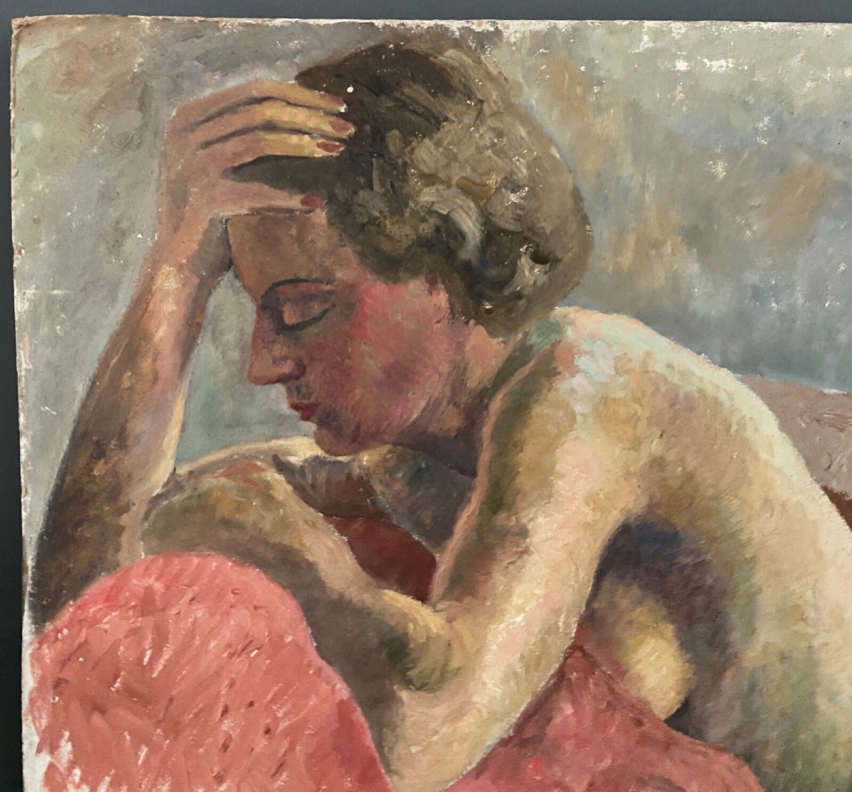 Portrait de femmes nues allongées atelier de Guillot Rafaillac huile -photo-4
