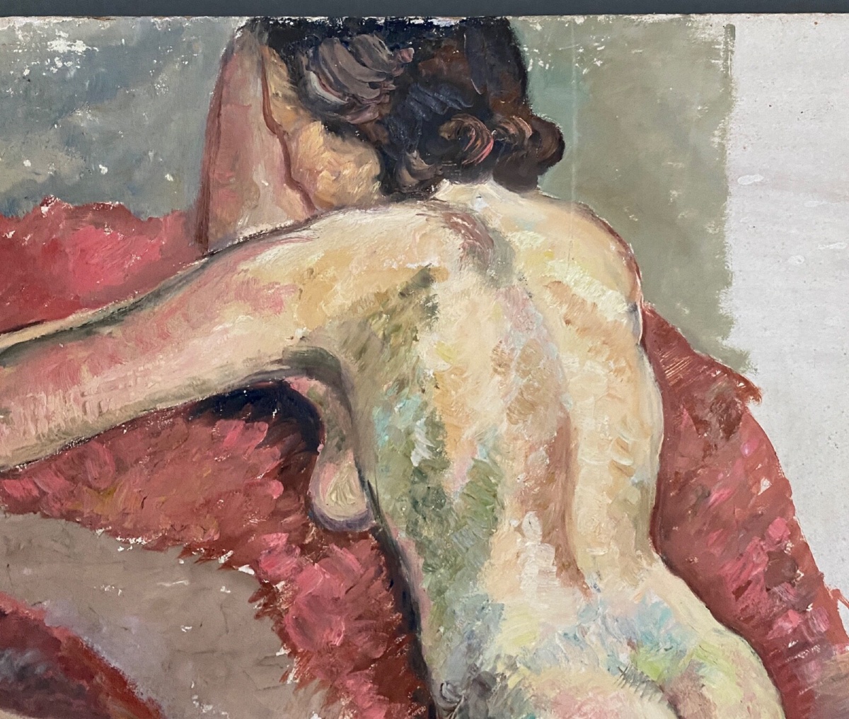 Portrait de femmes nues allongées atelier de Guillot Rafaillac huile -photo-2