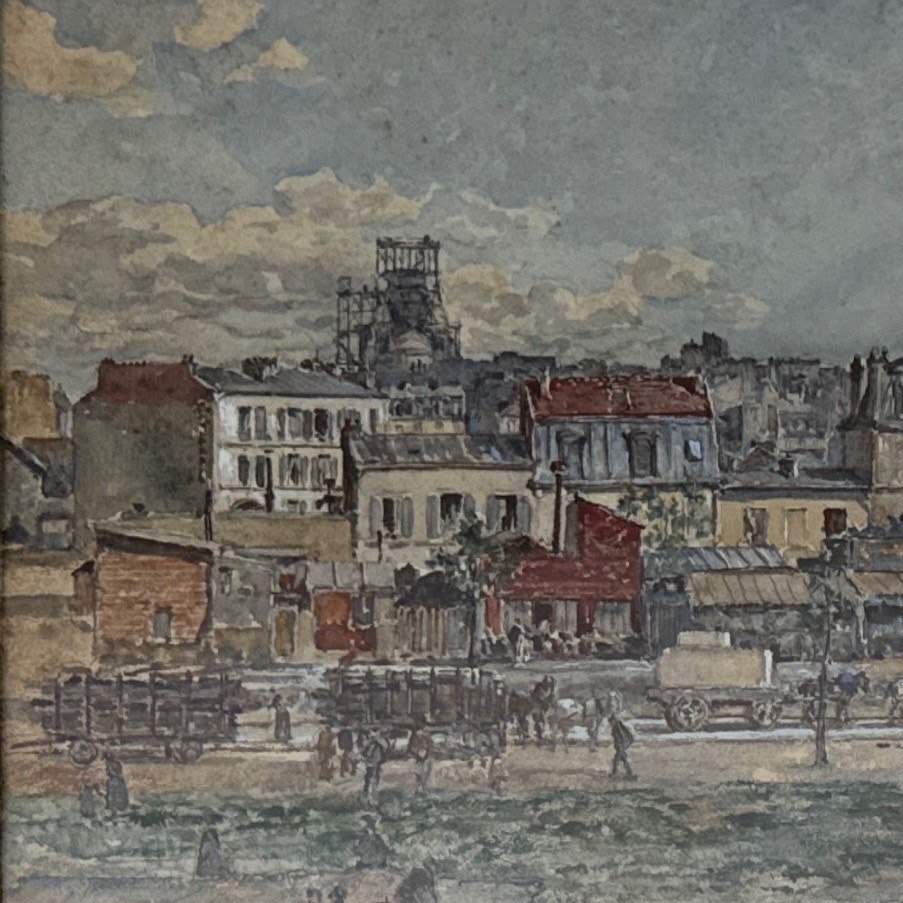 Watercolor On Paper, Montmartre, 1899, By Frédéric Houbron-photo-4