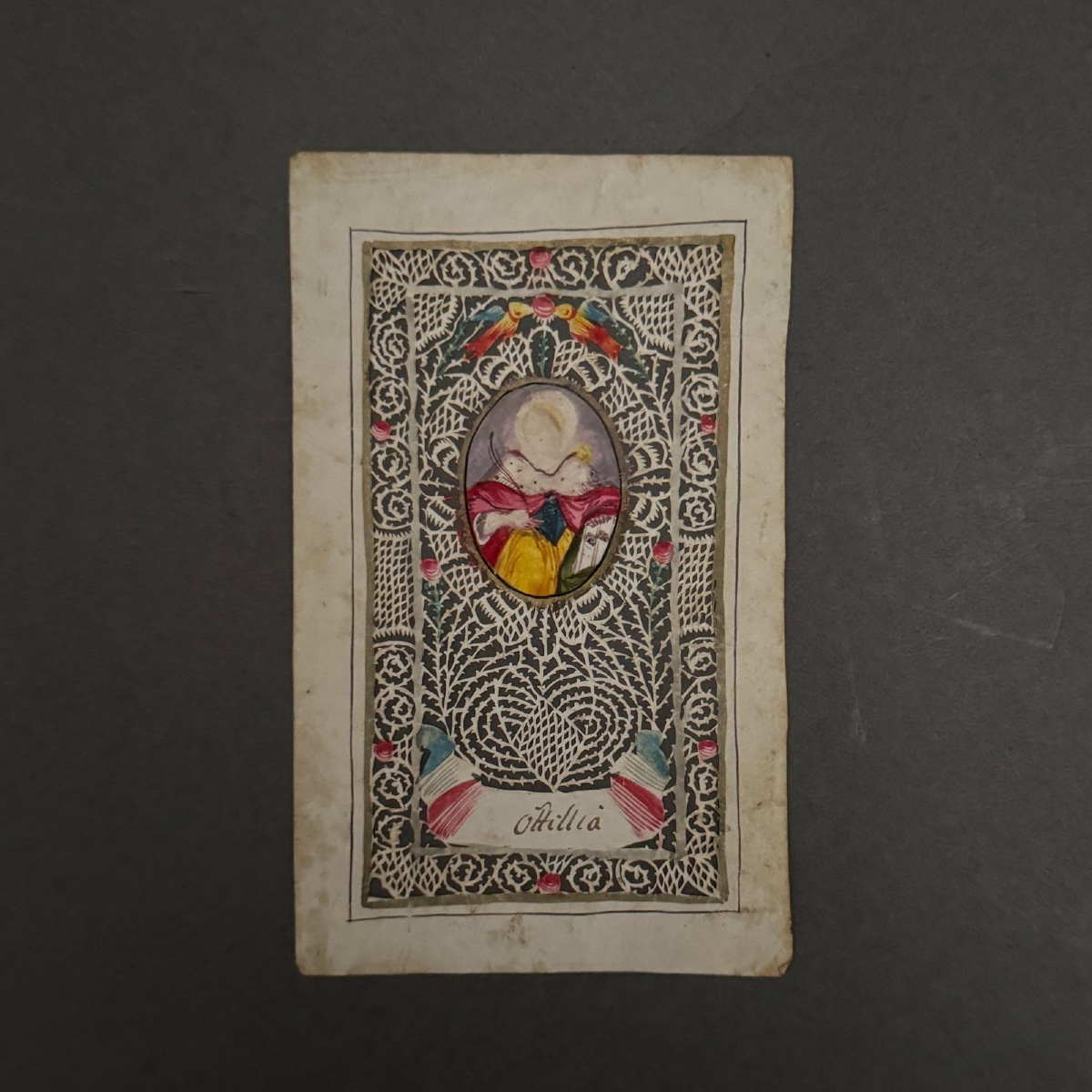18th-century Hand-painted Lace Canivet Depicting A Saint-photo-3