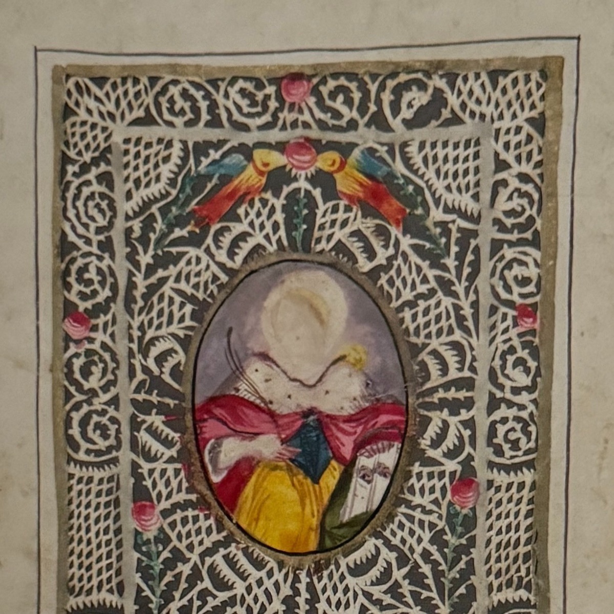 18th-century Hand-painted Lace Canivet Depicting A Saint-photo-4