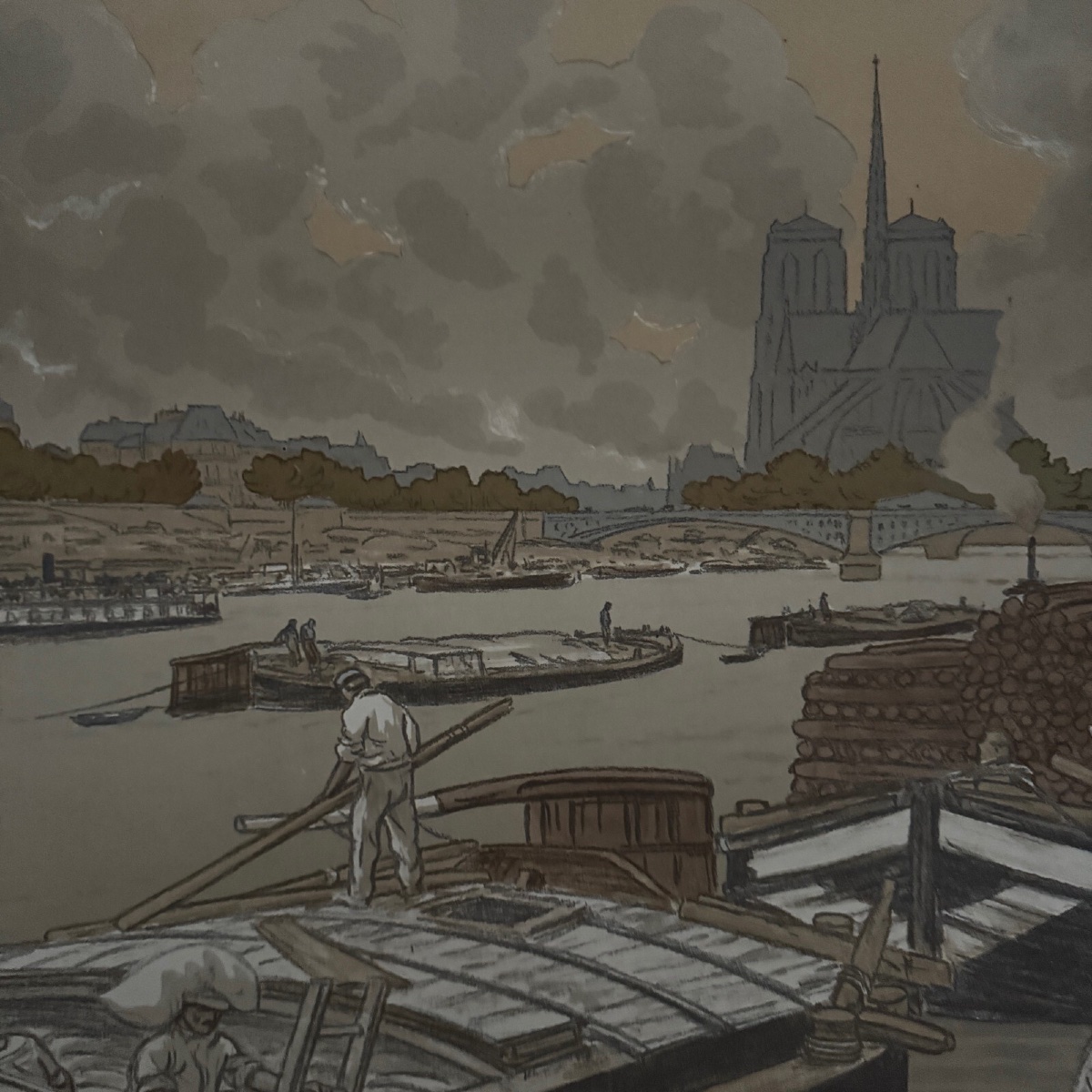 Lithographie par Henri Rivière Paysages Parisiens - Quai d'Austerlitz -photo-3