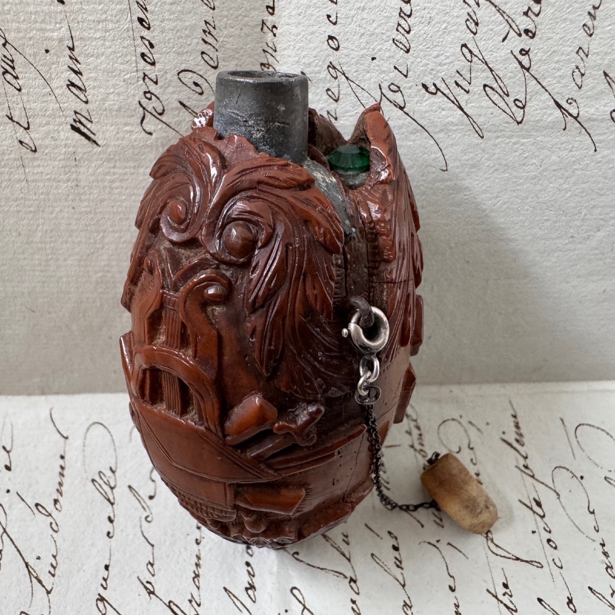 Corozo Snuffbox With Nautical Motifs And Musical Motifs, Early 19th Century -photo-2