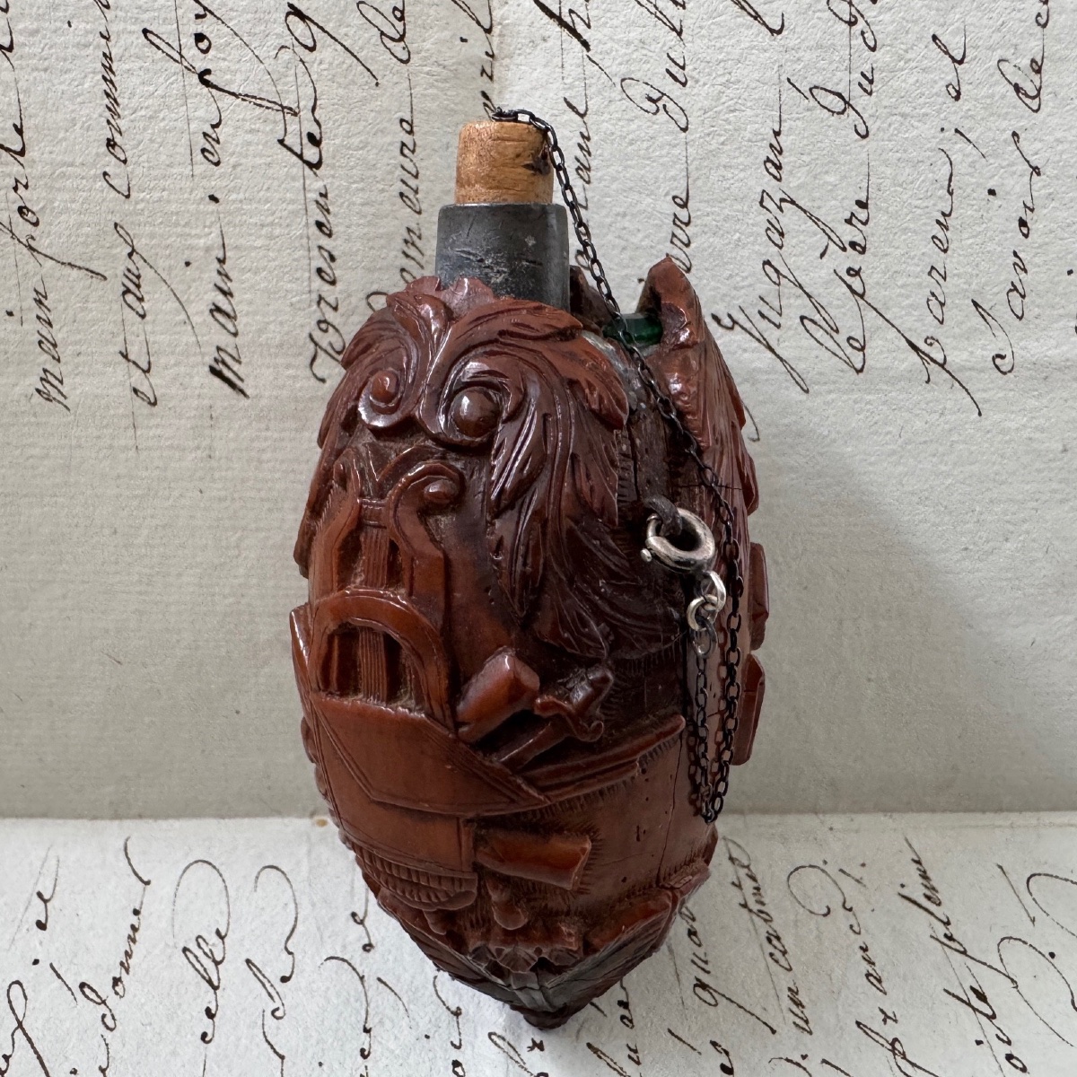 Corozo Snuffbox With Nautical Motifs And Musical Motifs, Early 19th Century -photo-3