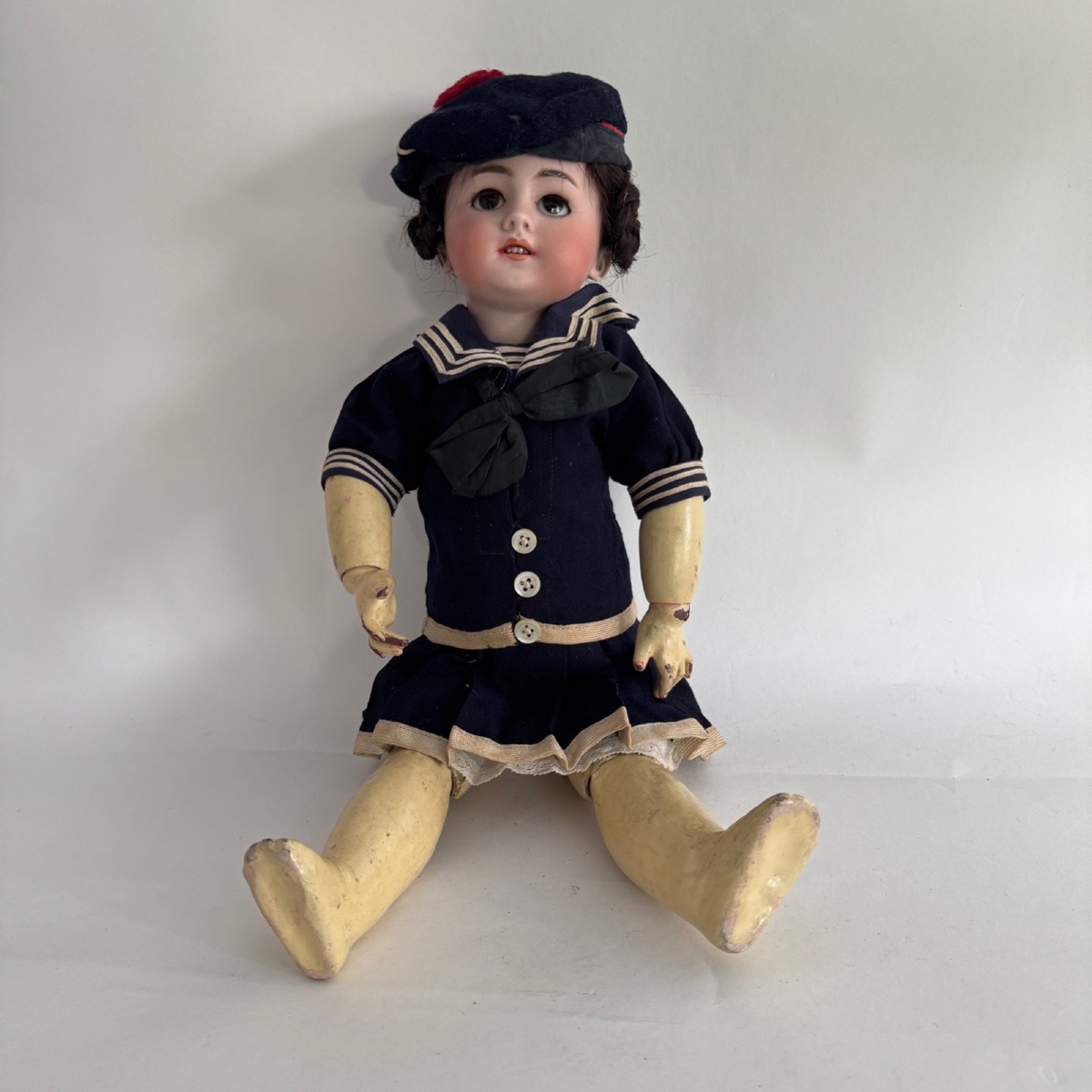 Poupée tête en porcelaine DEP tenue de marin -photo-7