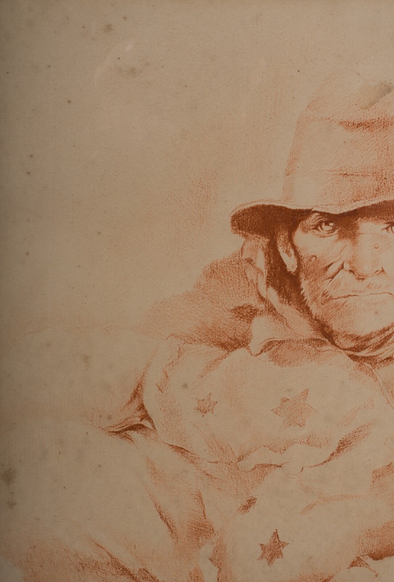 Engraving By Maria Kelly, 20th Century: Man With A Hat-photo-3