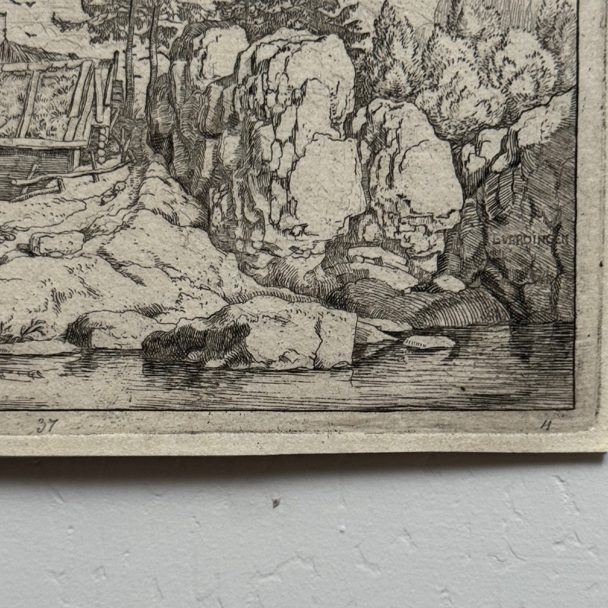 Gravure XVIIe Les Deux Pins près des Chaumières par Allart van Everdingen -photo-1