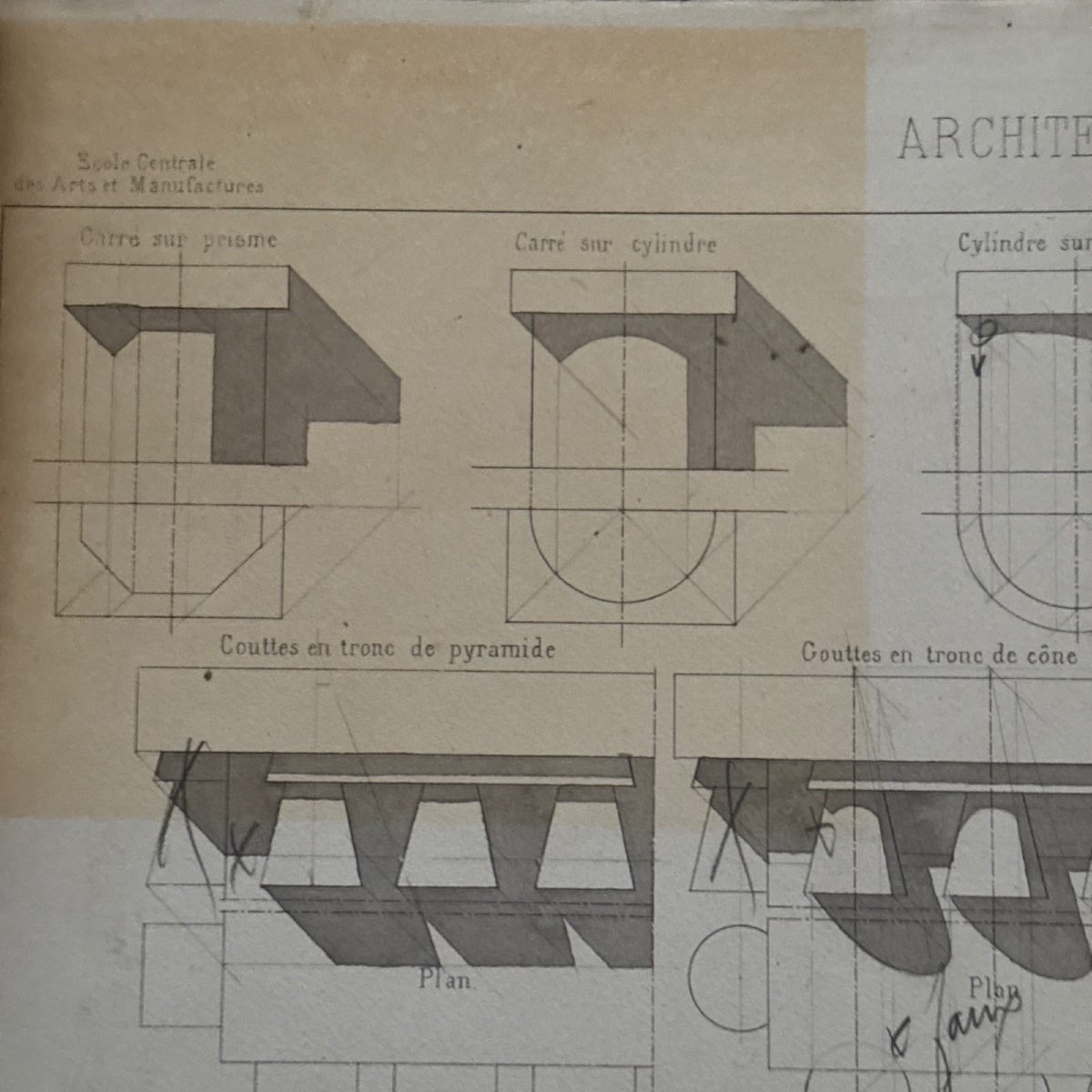 Architectural Drawing, école Centrale Des Arts Et Manufacture, J. Roche -photo-1