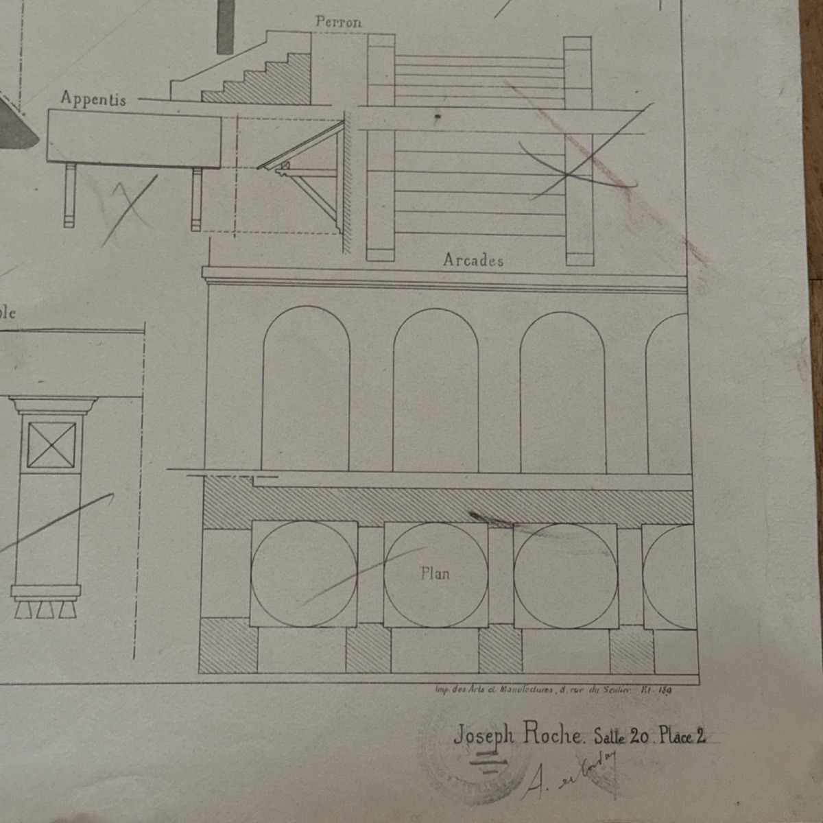 Architectural Drawing, école Centrale Des Arts Et Manufacture, J. Roche -photo-2