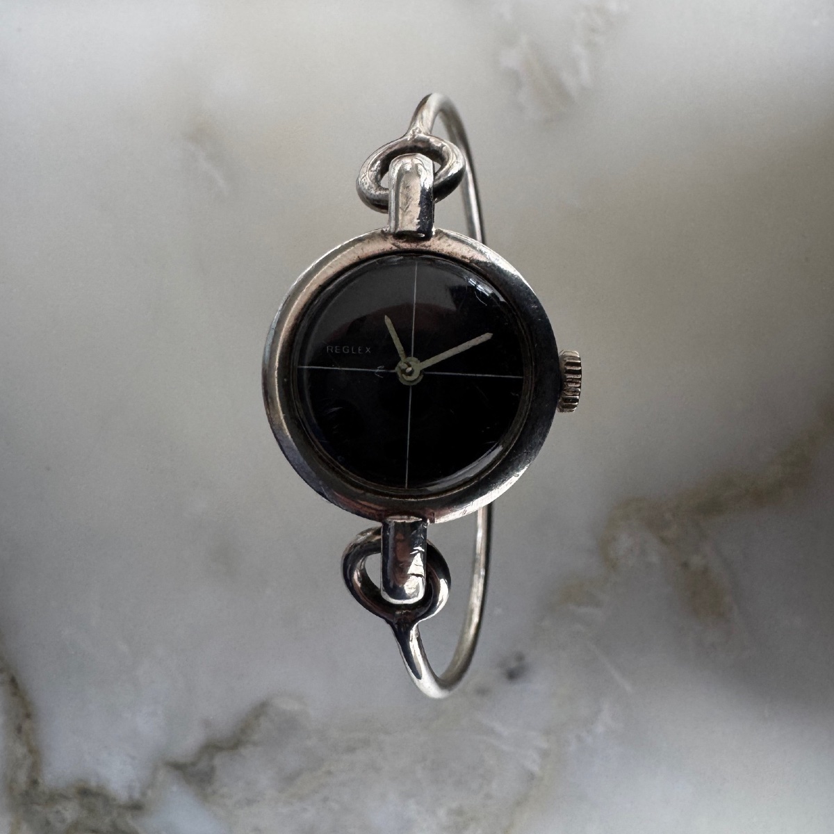 Reglex Silver Watch With A Rigid Bracelet -photo-2