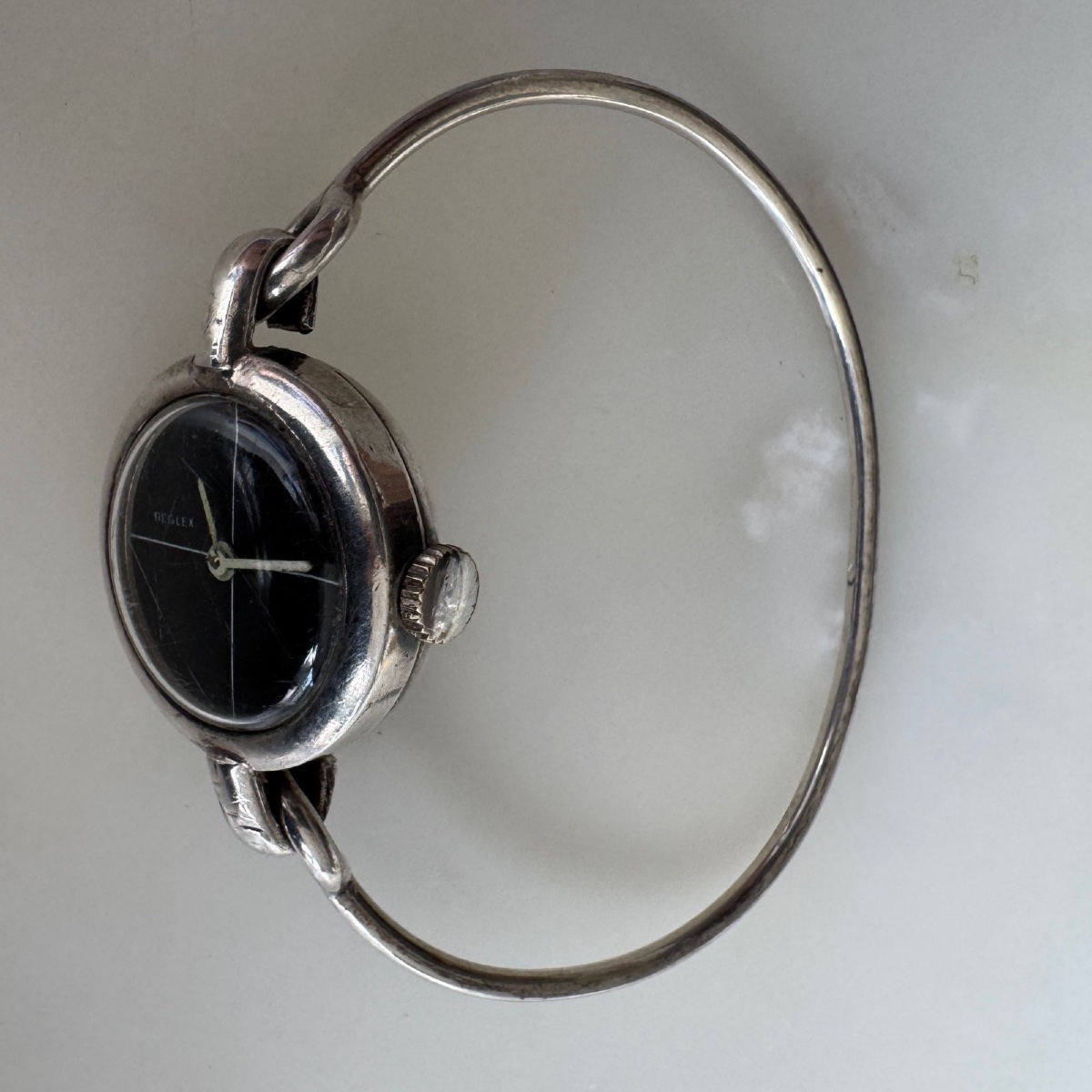 Reglex Silver Watch With A Rigid Bracelet -photo-4