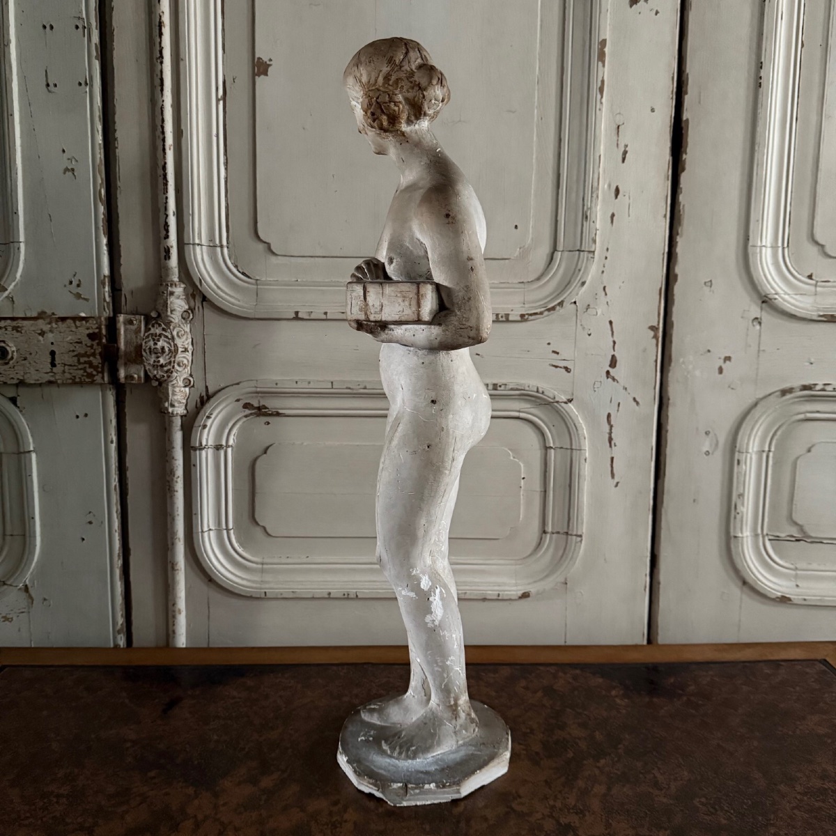 Statue plâtre d'atelier Charles Filleul sujet féminin coffret XXe-photo-3