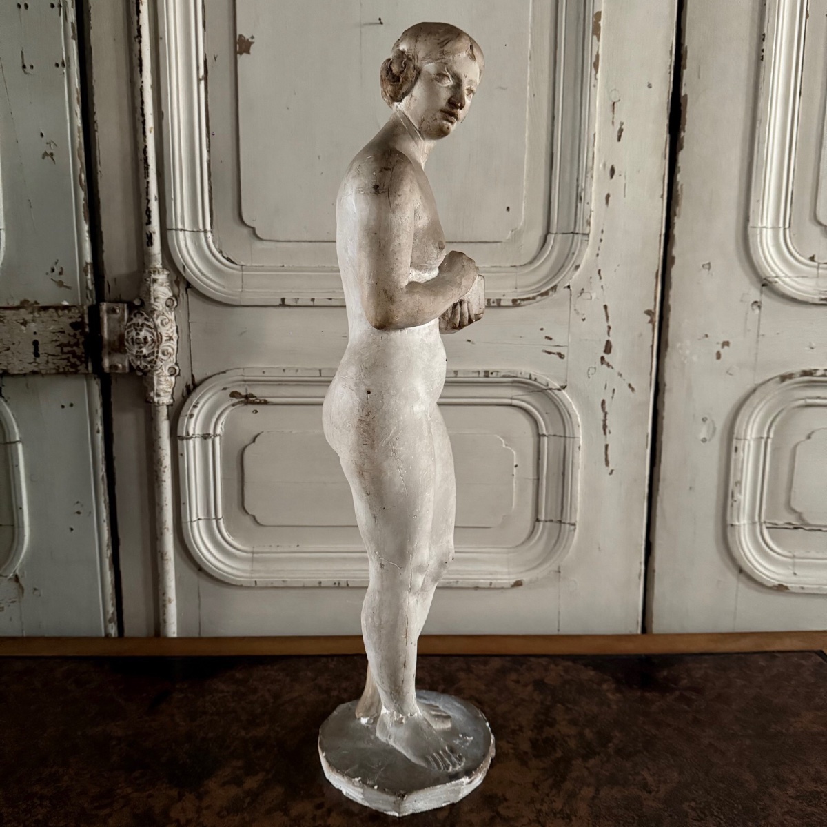 Statue plâtre d'atelier Charles Filleul sujet féminin coffret XXe-photo-1
