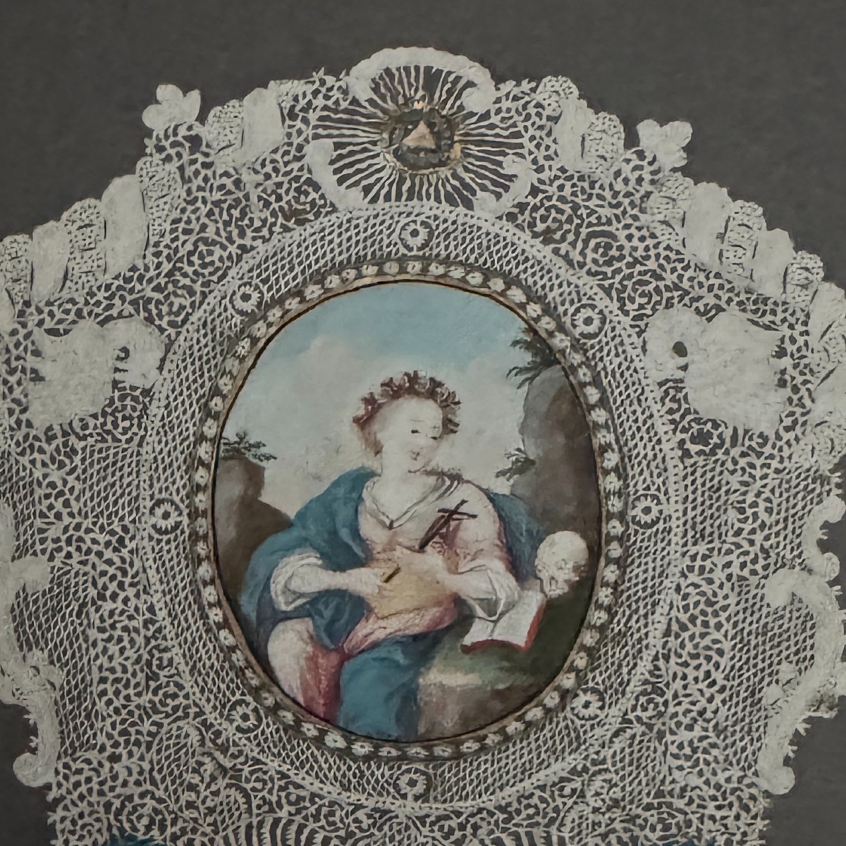 18th-century Cut-out Lace Canivet Depicting Saint Rosalia, A Devotional Image -photo-4