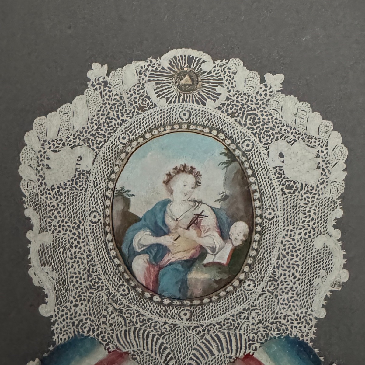 18th-century Cut-out Lace Canivet Depicting Saint Rosalia, A Devotional Image -photo-5