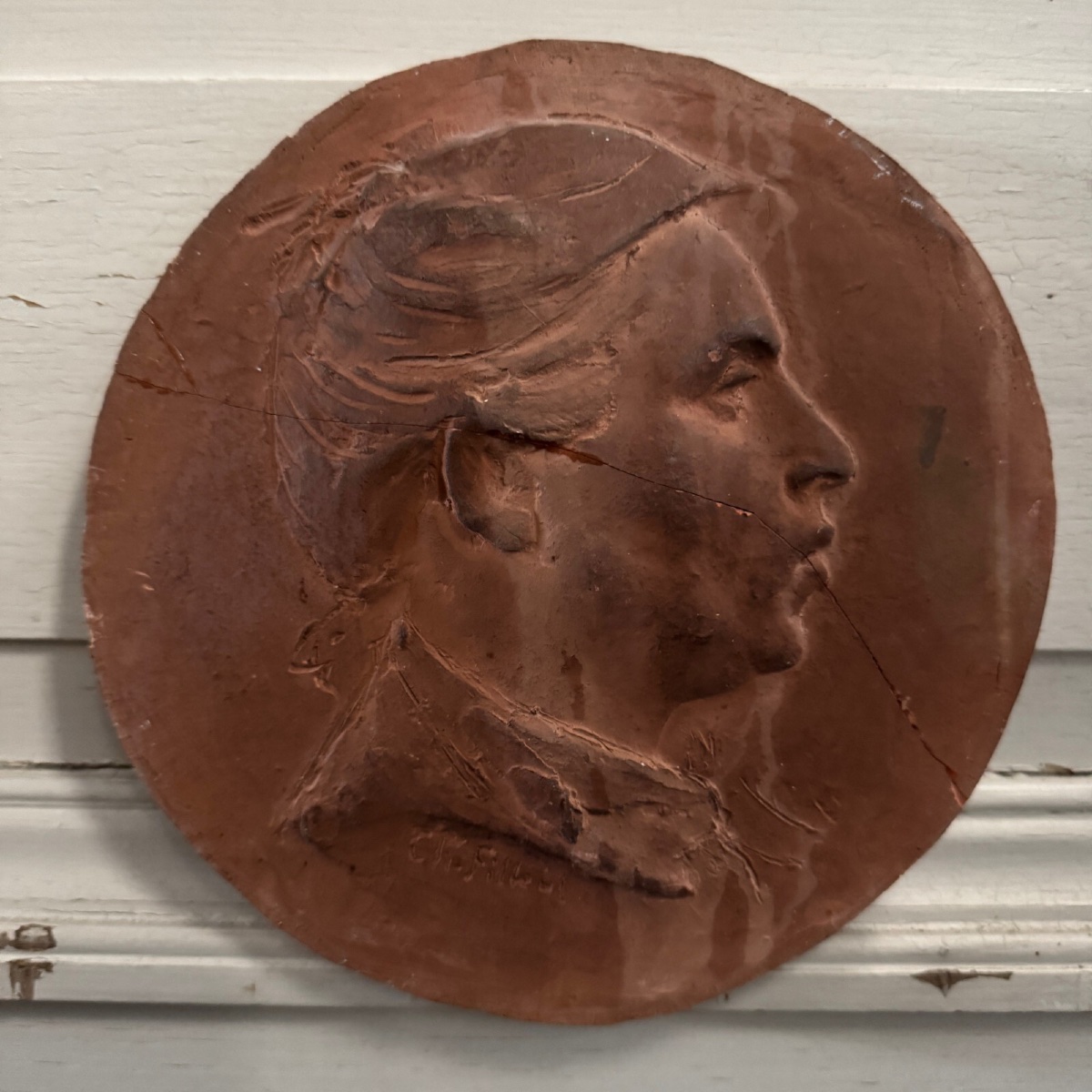 Médaillon en terre cuite par Charles Filleul travail d'atelier XXe -photo-2