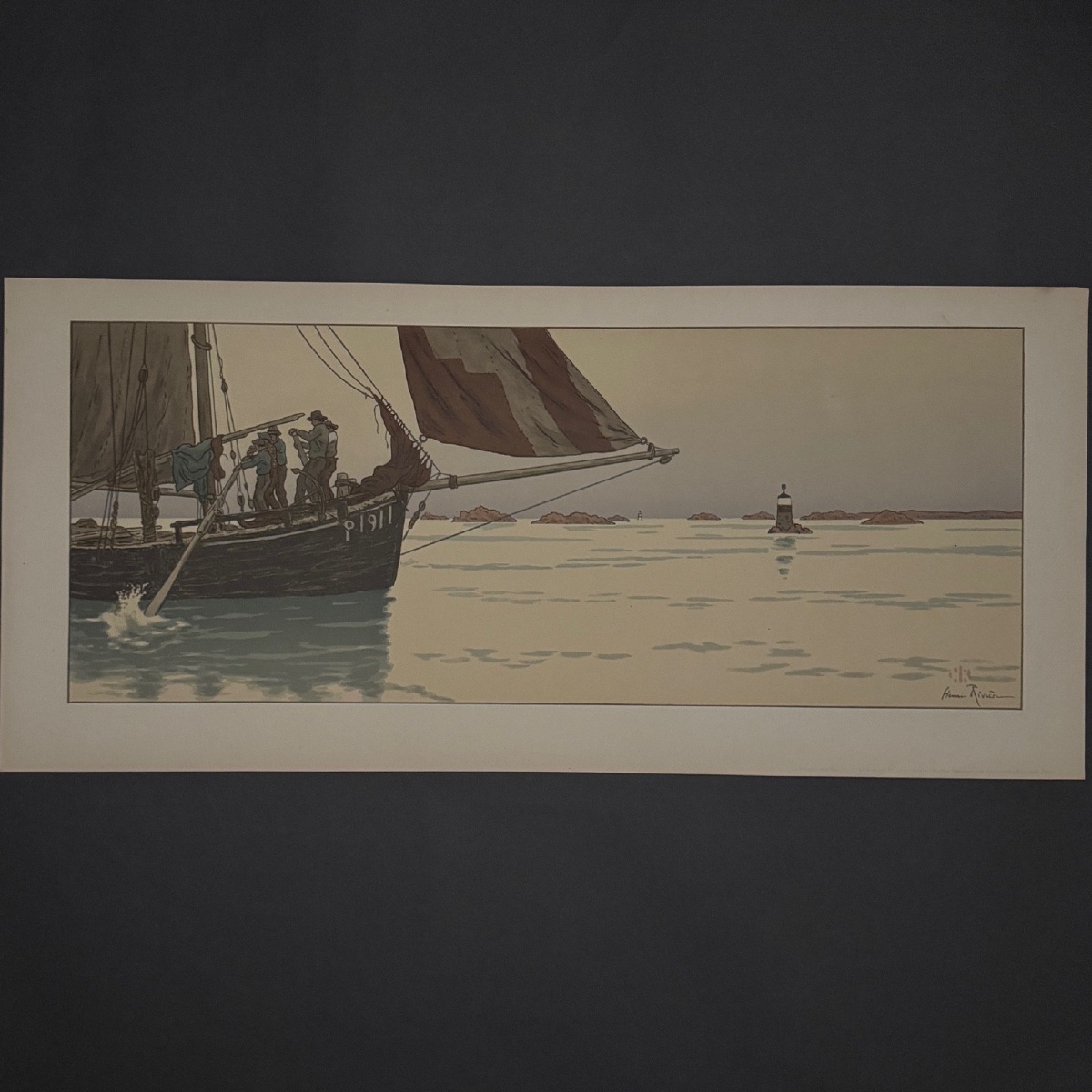 Lithographie par Henri Rivière La Féérie des Heures - Le Calme plat-photo-2