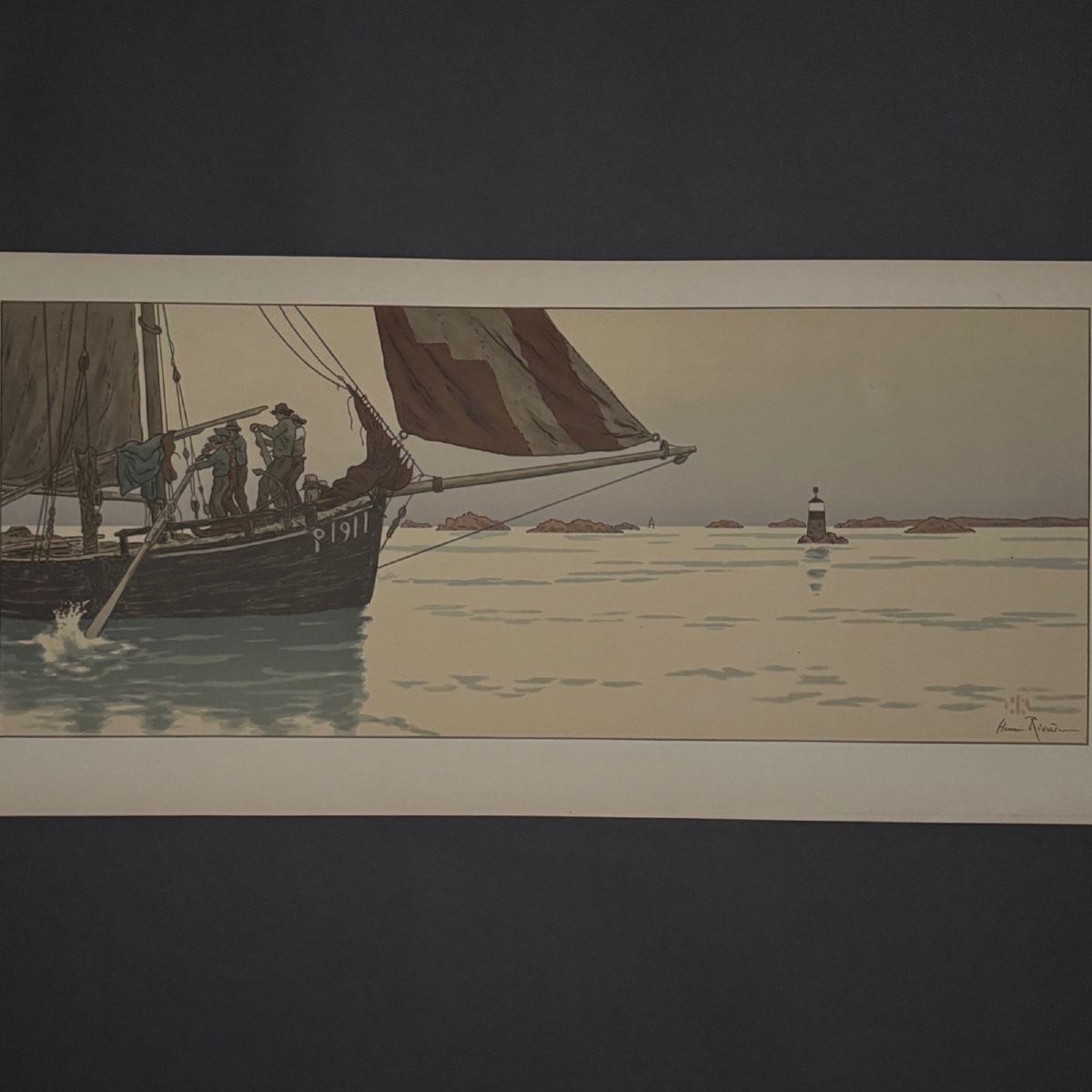 Lithographie par Henri Rivière La Féérie des Heures - Le Calme plat-photo-3