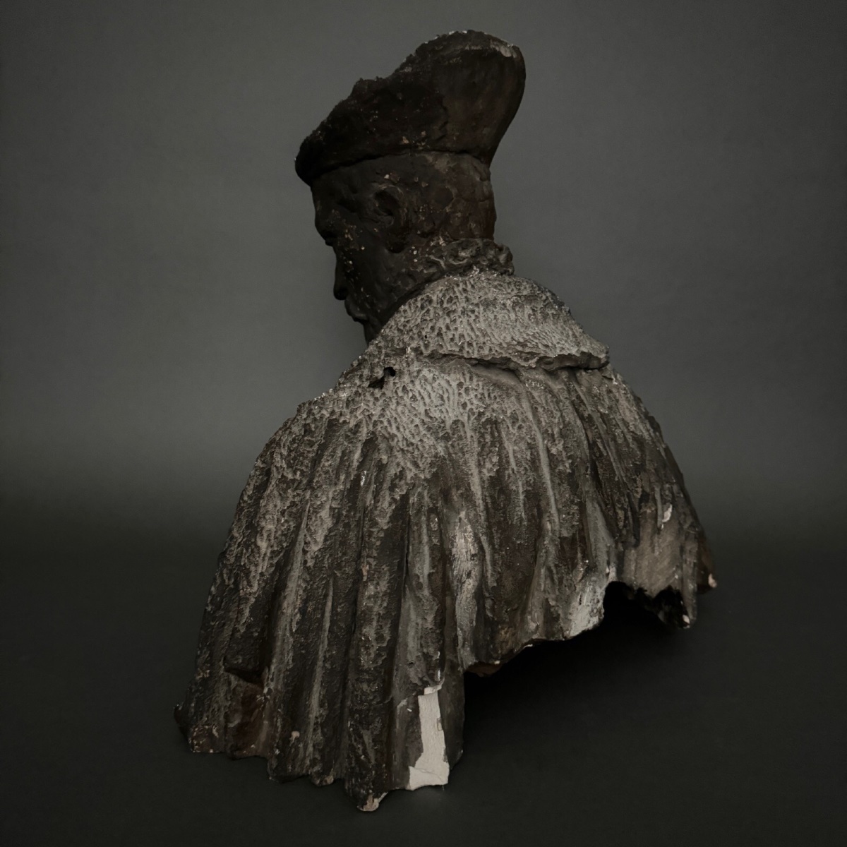 Plaster Sculpture By Charles Filleul: Bust Of A Renaissance Man -photo-3