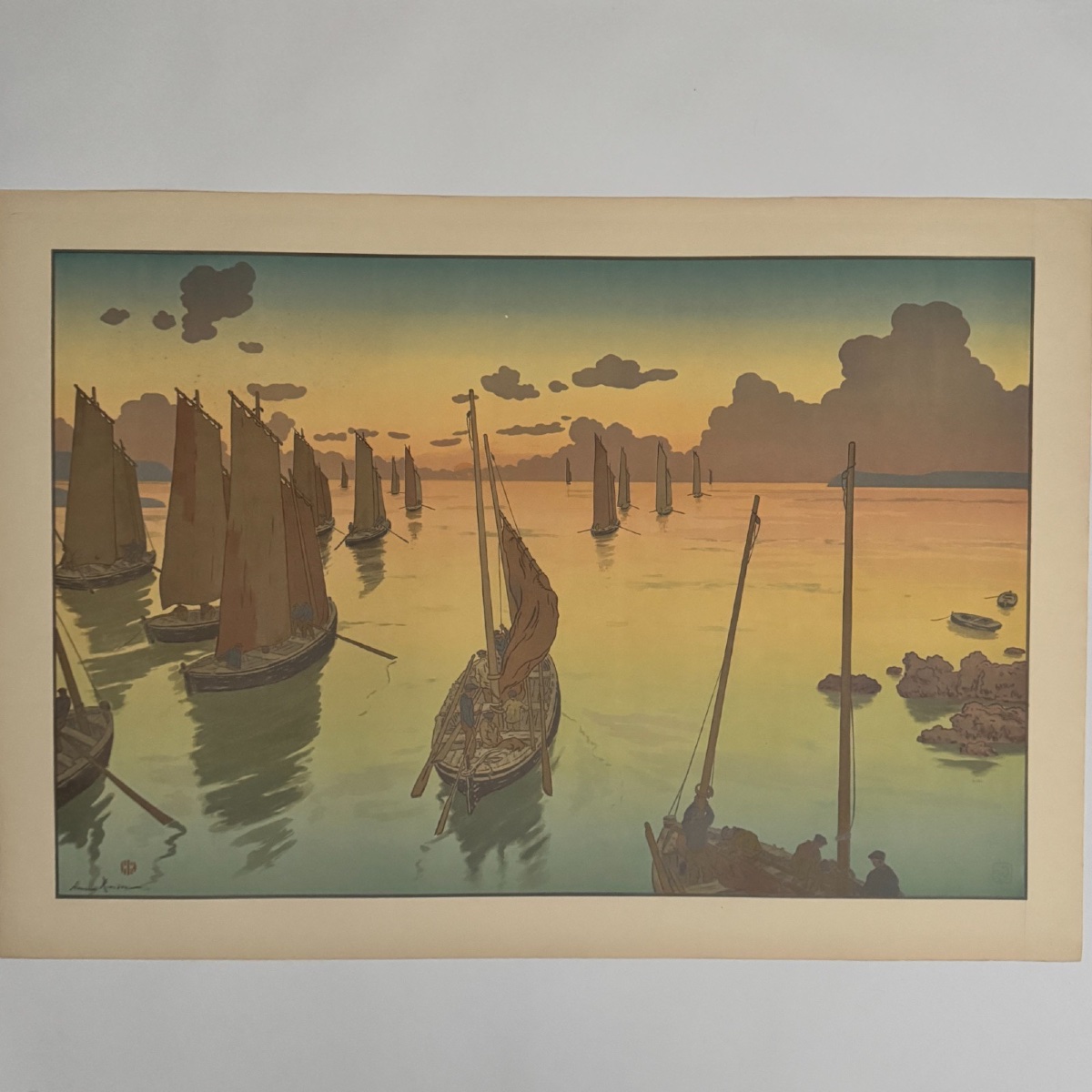 Lithographie par Henri Rivière - Le Coucher de Soleil -photo-2