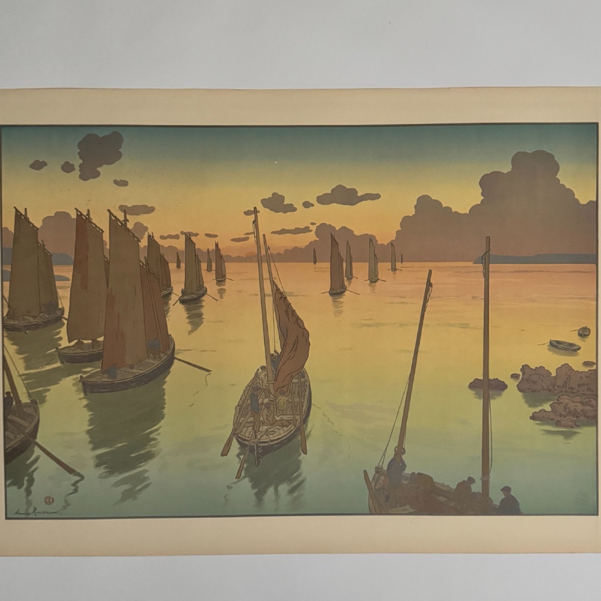Lithographie par Henri Rivière - Le Coucher de Soleil -photo-4