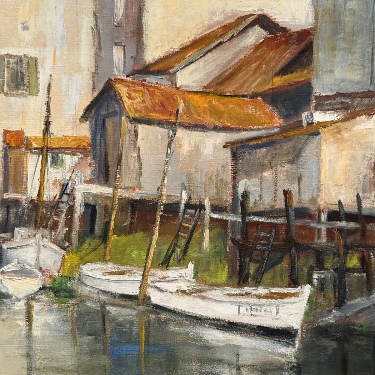 Huile sur toile par A. Raynaud port de Saint-Seurin-d'Uzet-photo-1