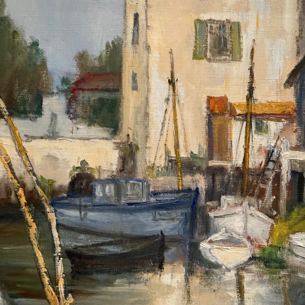 Huile sur toile par A. Raynaud port de Saint-Seurin-d'Uzet-photo-2