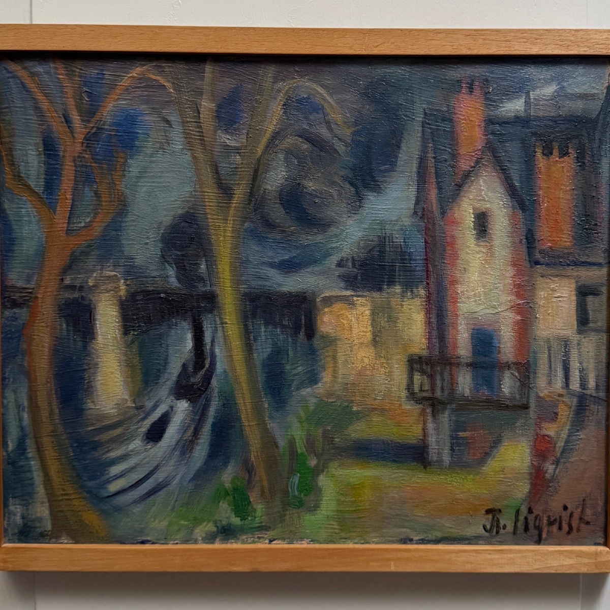 Huile sur toile composition moderne Ile de Chatou par J.-J. Sigrist -photo-3