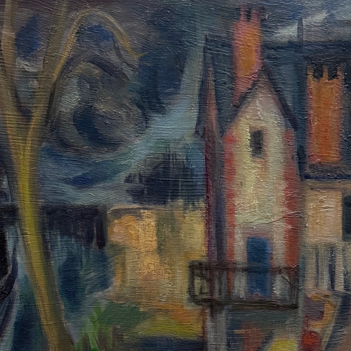 Huile sur toile composition moderne Ile de Chatou par J.-J. Sigrist -photo-1