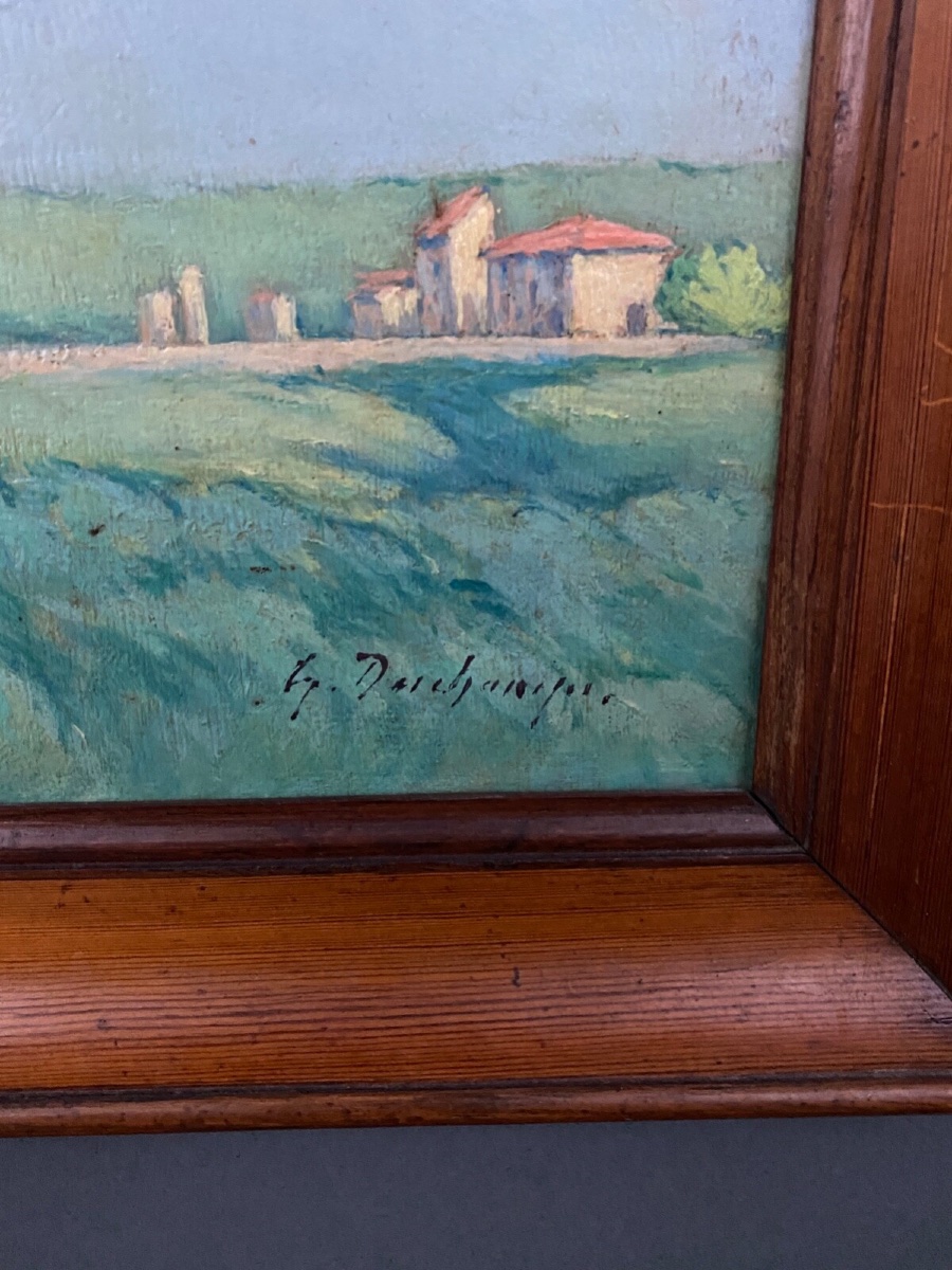 Oil On Panel, Landscape By G. Deschamps -photo-1