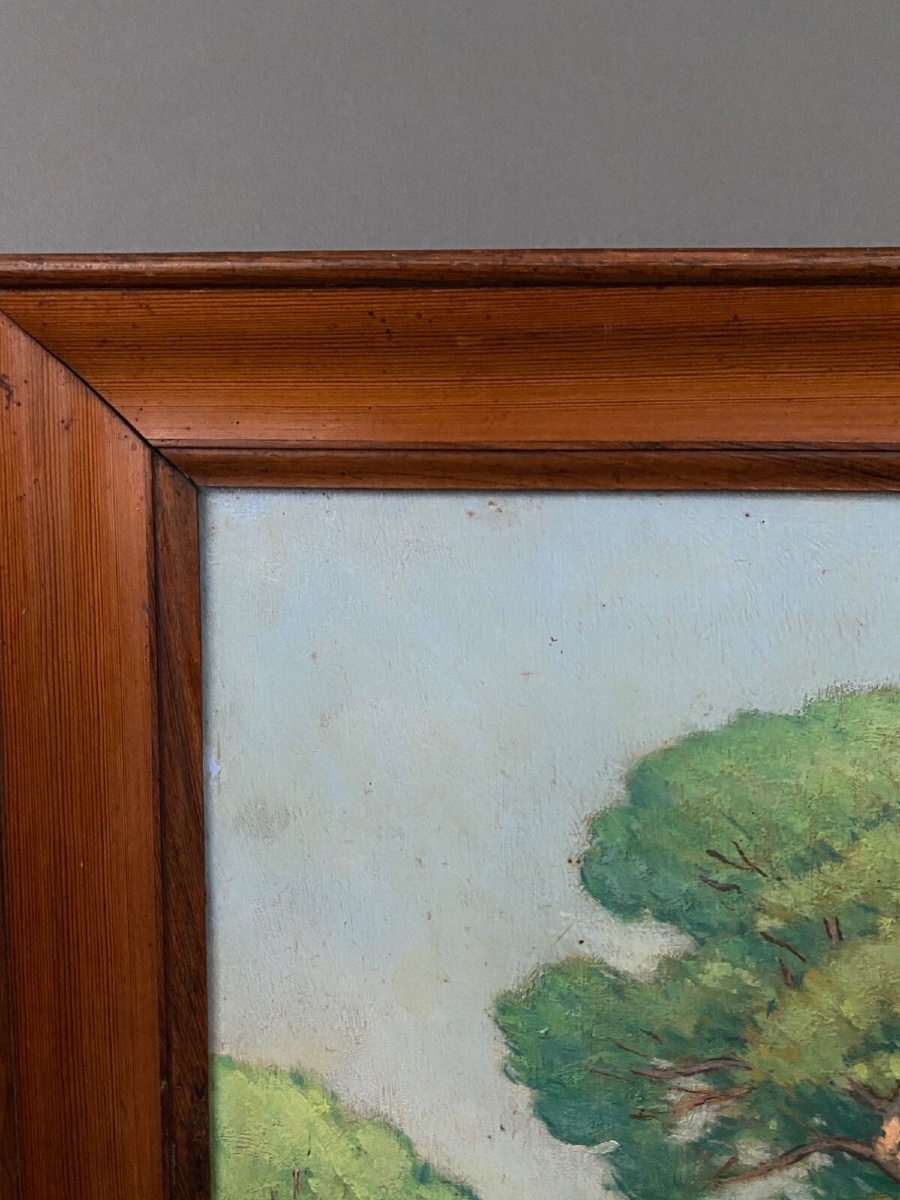 Oil On Panel, Landscape By G. Deschamps -photo-2