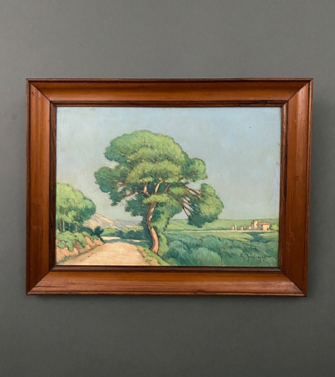 Oil On Panel, Landscape By G. Deschamps 