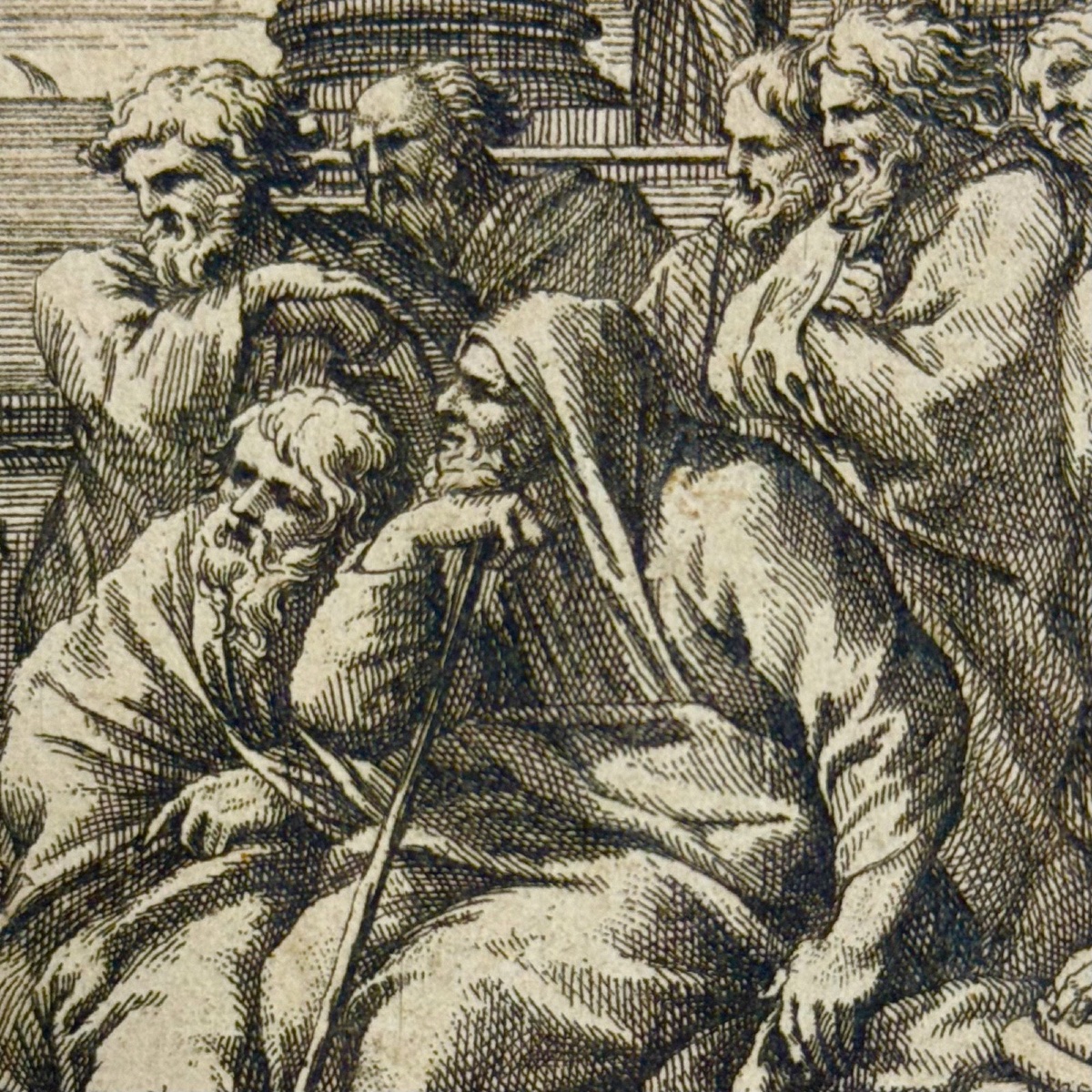Gravure d'après Raphaël G. Audran XVIIe Saint Paul prêchant aux Corinthiens -photo-3