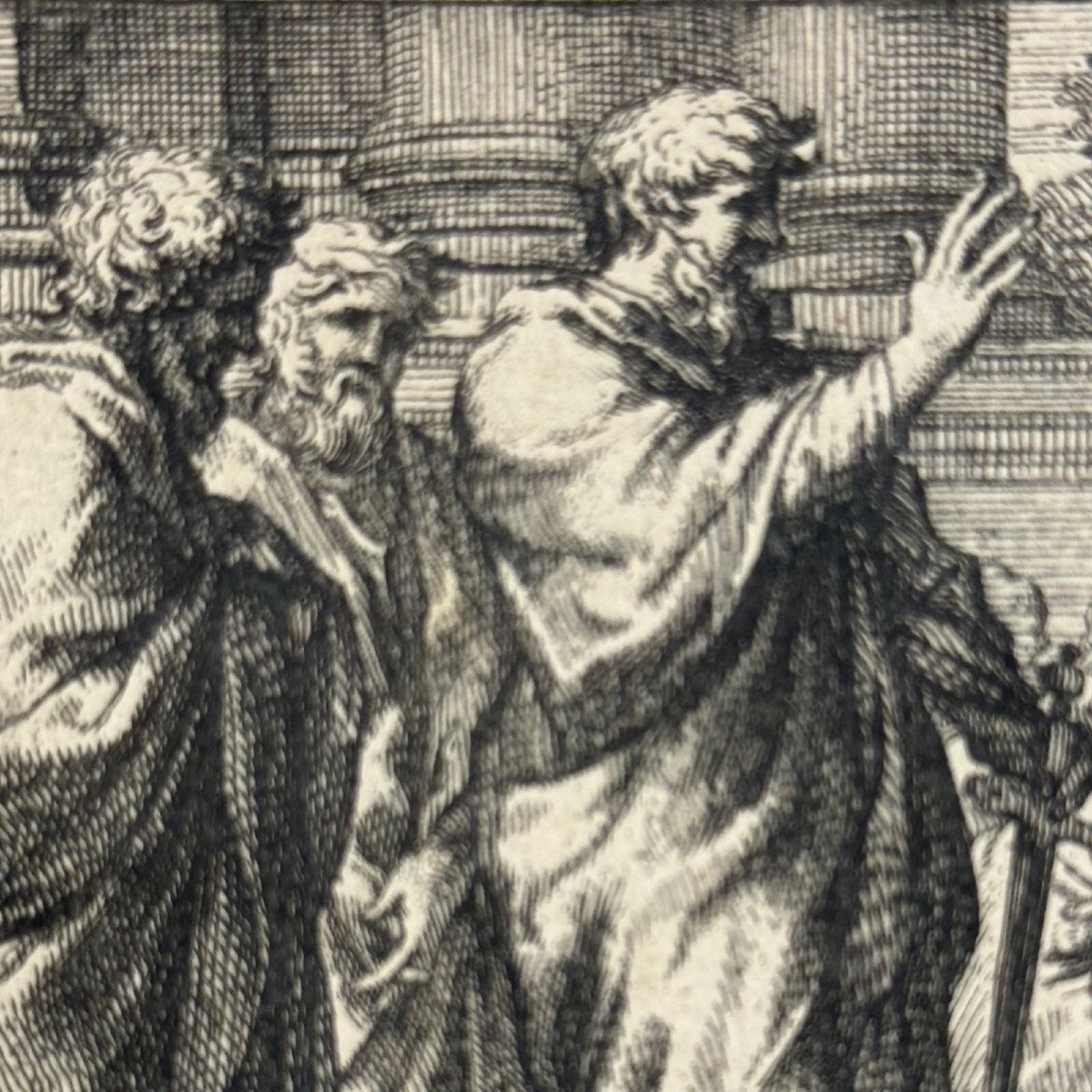 Gravure d'après Raphaël G. Audran XVIIe Saint Paul prêchant aux Corinthiens -photo-4