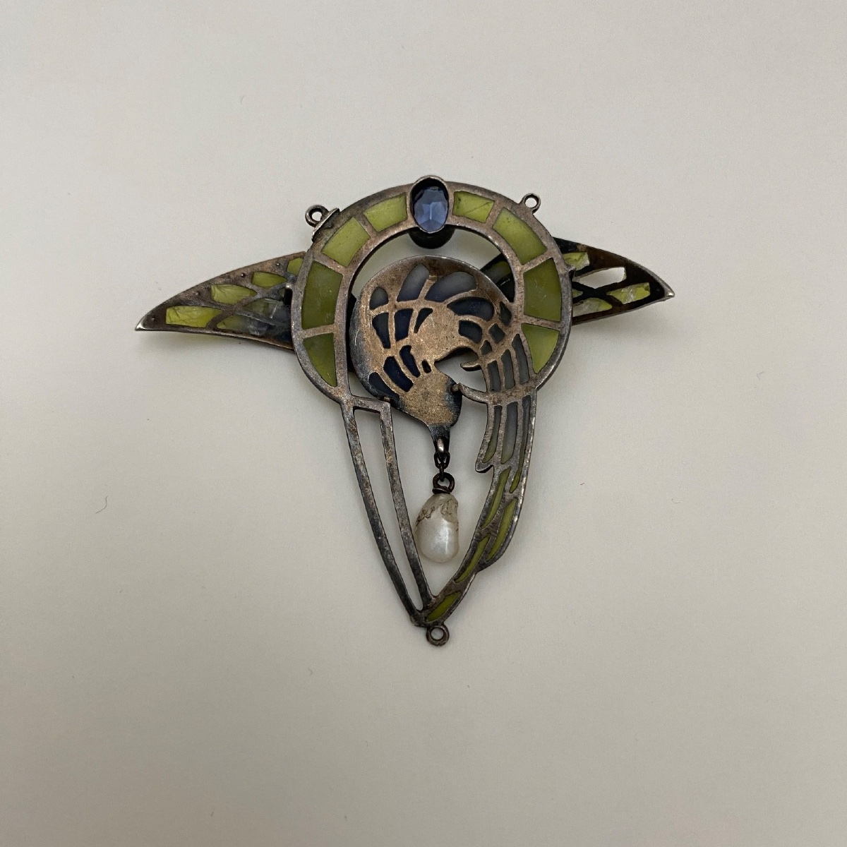 Decorative Brooch Featuring An Eagle Holding A Cultured Pearl, 1900, Art Nouveau -photo-5