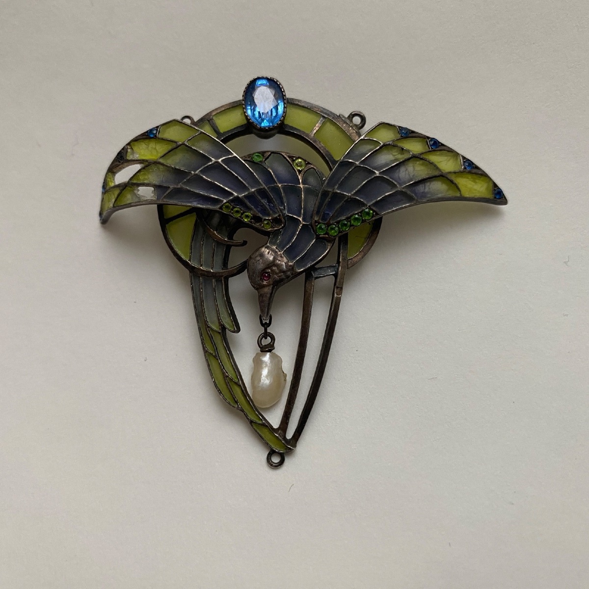 Decorative Brooch Featuring An Eagle Holding A Cultured Pearl, 1900, Art Nouveau -photo-7