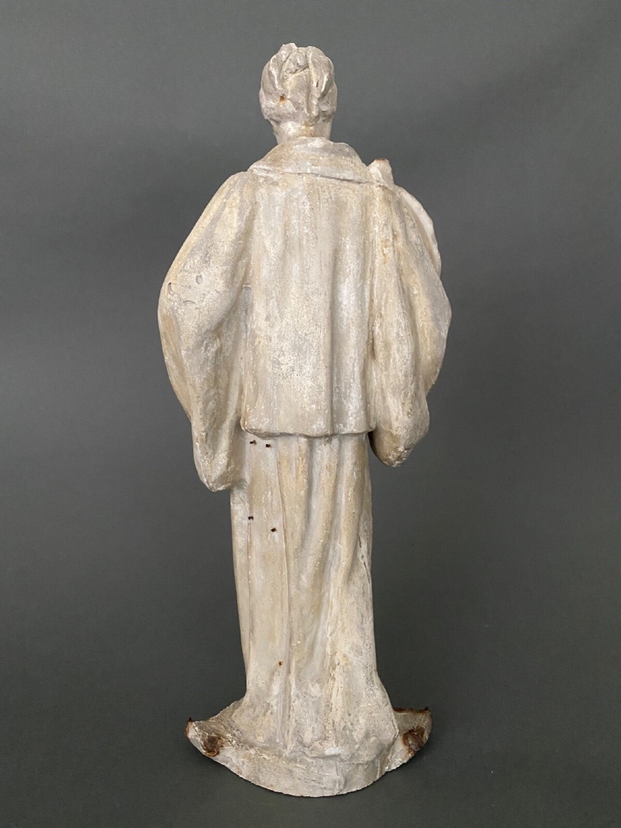 Studio Plaster Statue By Charles Filleul: Woman With A Fan, 20th Century -photo-4
