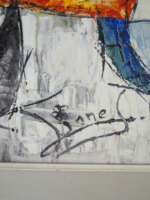 Oil On Canvas, Abstract Composition, 1960, Signed "dinness"-photo-3