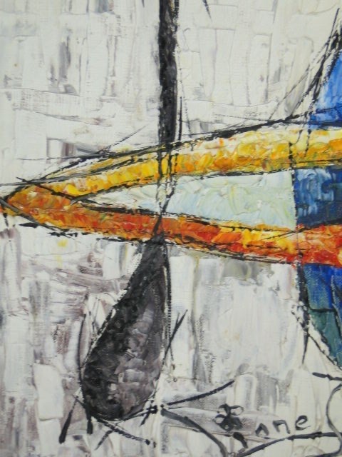 Oil On Canvas, Abstract Composition, 1960, Signed "dinness"-photo-2