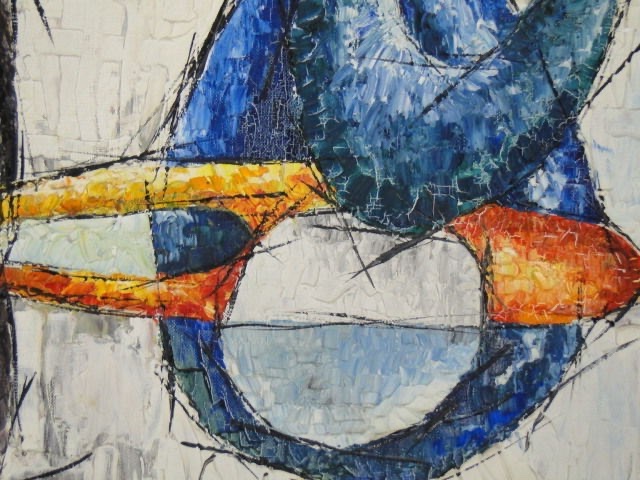 Oil On Canvas, Abstract Composition, 1960, Signed "dinness"-photo-3