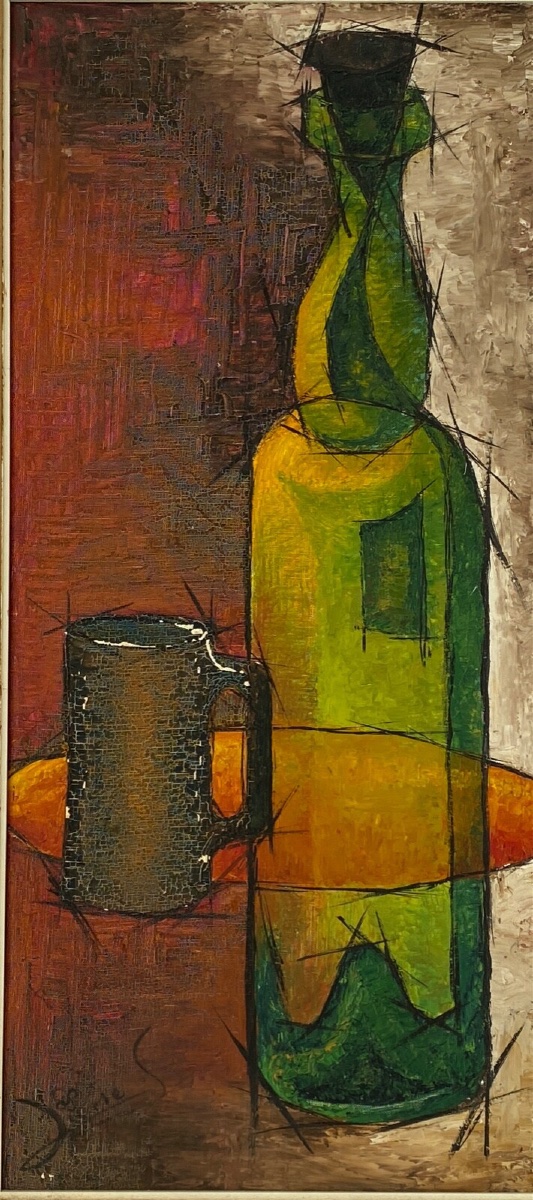 Oil On Panel, Signed Composition By Lione S. Bouteille, 1960-photo-2