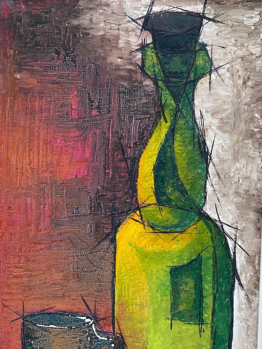 Oil On Panel, Signed Composition By Lione S. Bouteille, 1960-photo-3