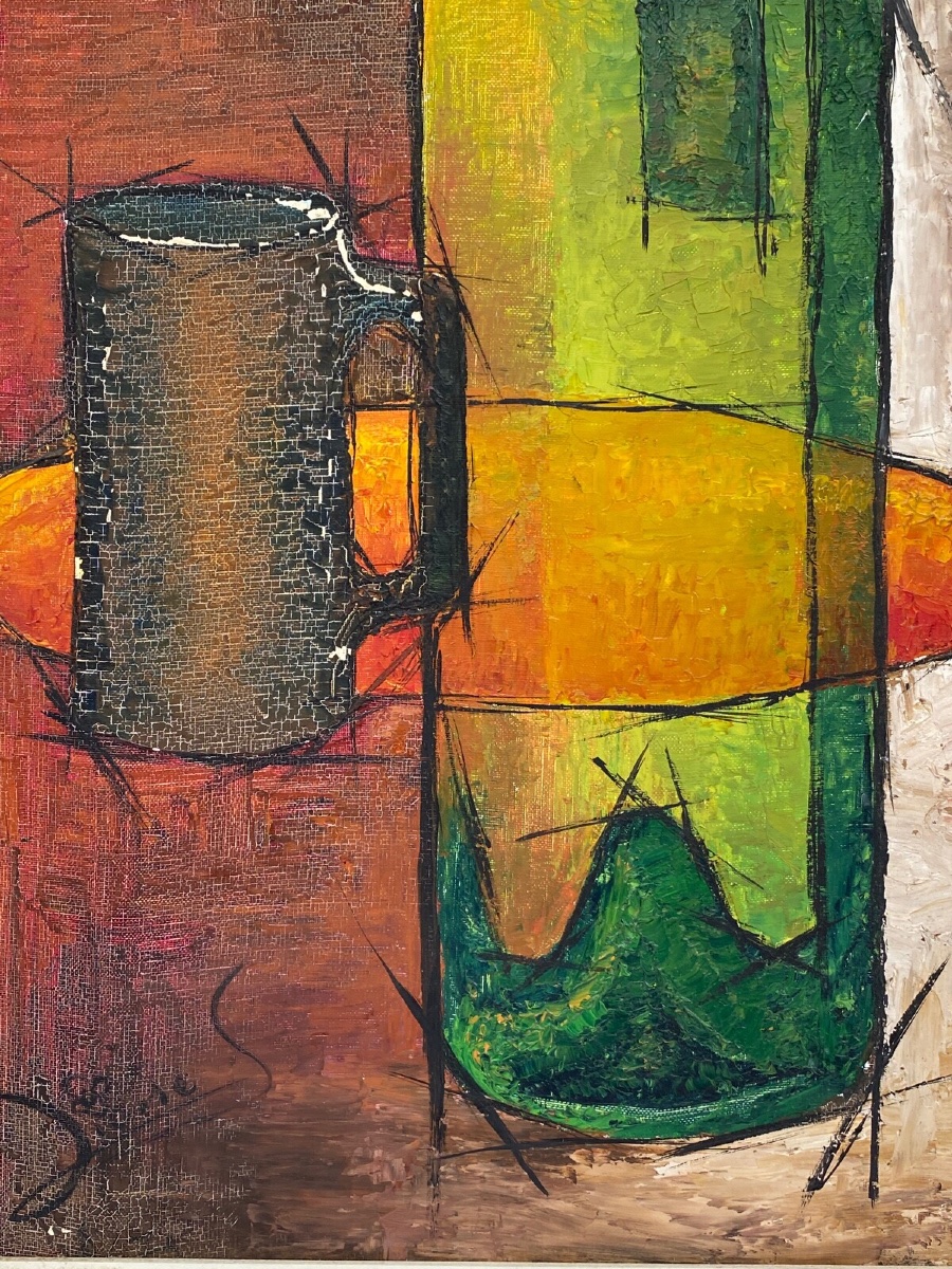 Oil On Panel, Signed Composition By Lione S. Bouteille, 1960-photo-4