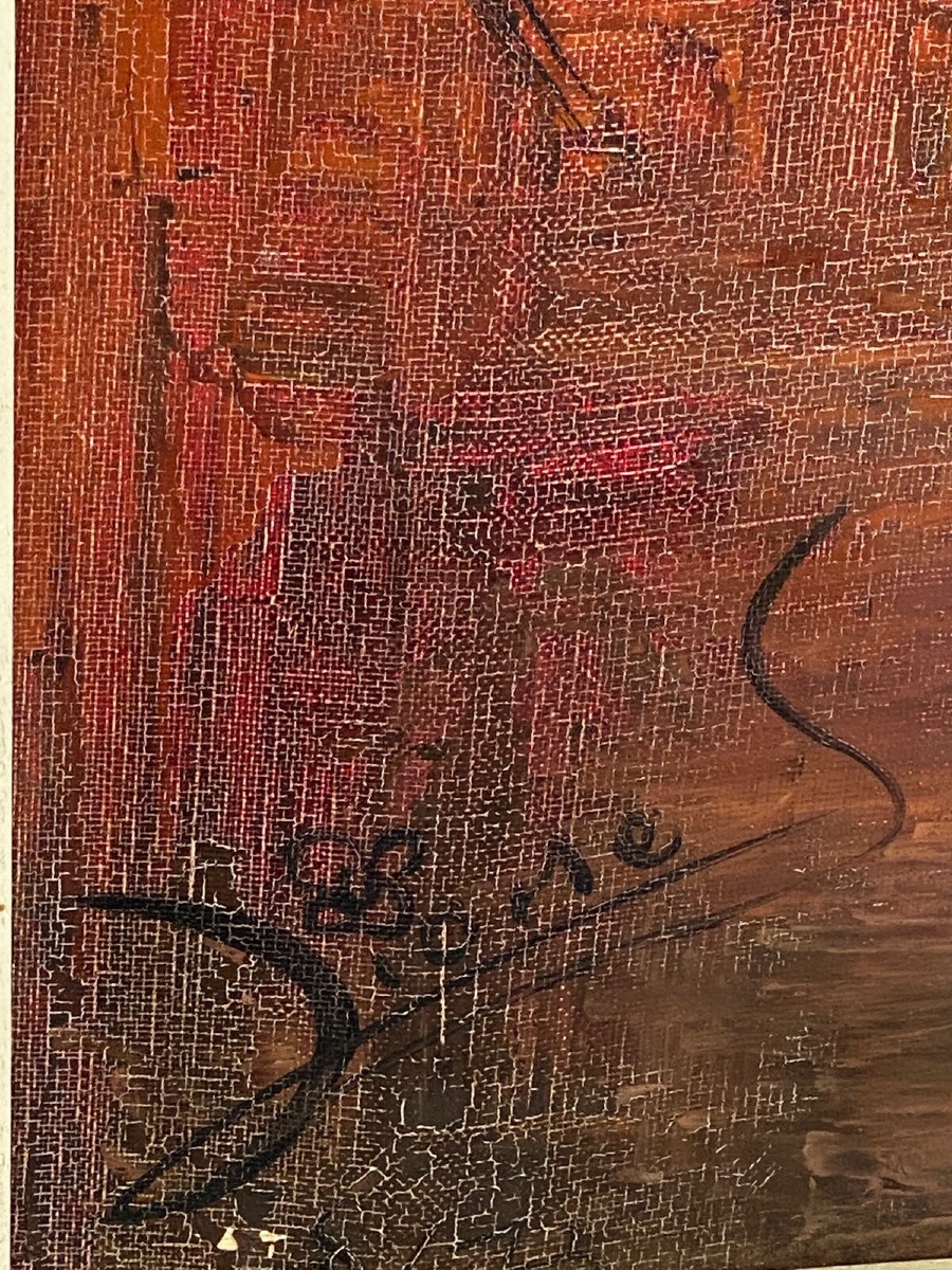 Oil On Panel, Signed Composition By Lione S. Bouteille, 1960-photo-2